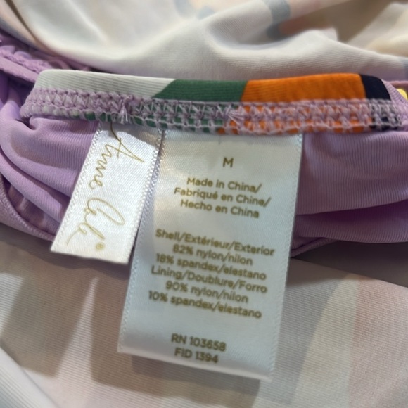 Anne Cole Printed Mulit Color Wavey Tankini Swim Top Criss Cross Back M NEW - Picture 10 of 13